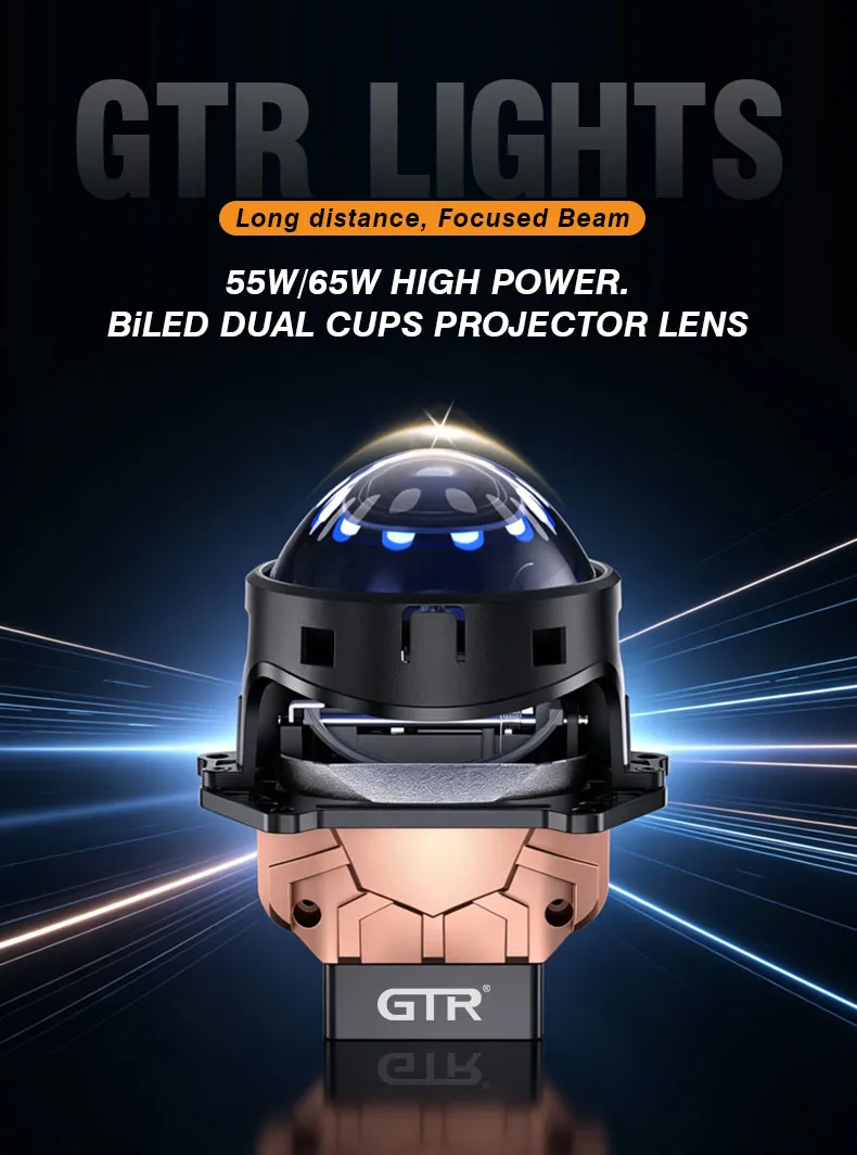 Premium 55W/85W 5 Eyes Direct LED LENS Module Double Reflective Cups Bifocal Lens Projector Car Led Headlight for Retrofit